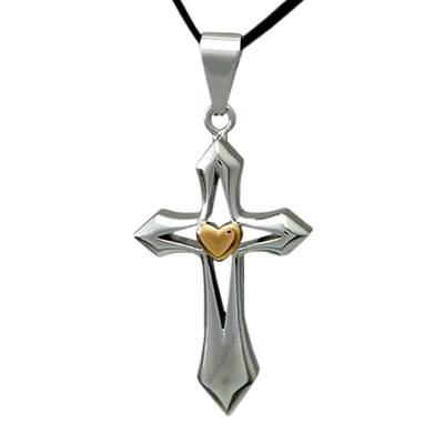 Cross Heart Cremation Pendant