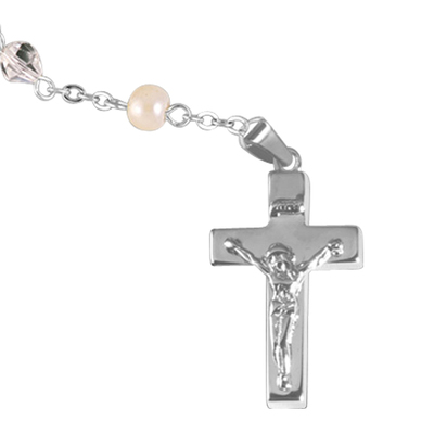 Pearl Silver Cremation Rosary