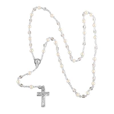 Pearl Silver Cremation Rosary