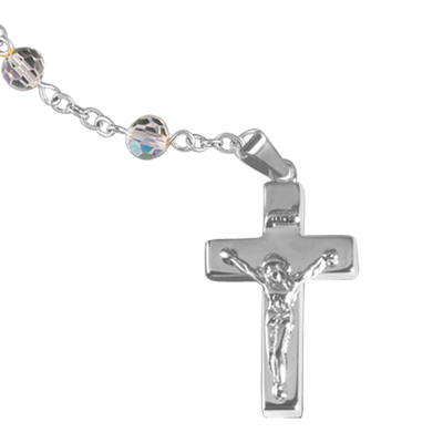 Crystal Silver Cremation Rosary