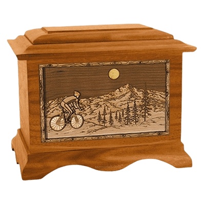 Cycling Mahogany Cremation Urn