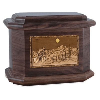 Cycling Walnut Octagon Cremation Urn