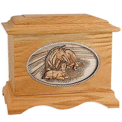 Daddys Love Oak Cremation Urn for Two