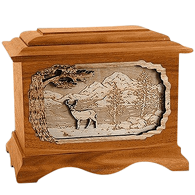 Deer Mahogany Cremation Urn for Two