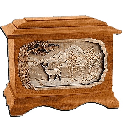 Deer Mahogany Cremation Urn for Two