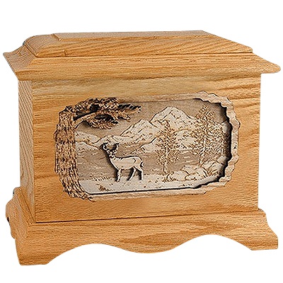 Deer Oak Cremation Urn For Two