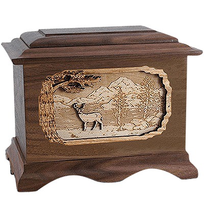 Deer Walnut Cremation Urn For Two