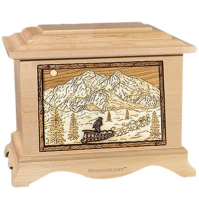 Dogsled Maple Cremation Urn for Two
