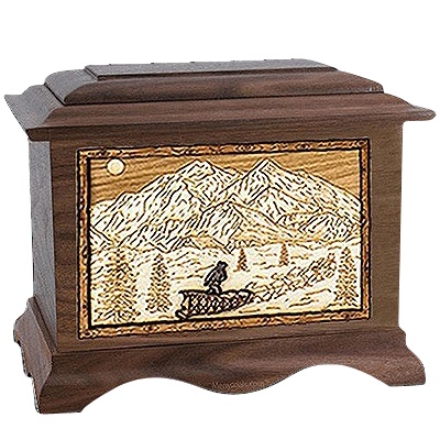 Dogsled Walnut Cremation Urn For Two