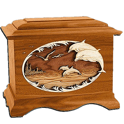 Dolphin Mahogany Cremation Urn for Two