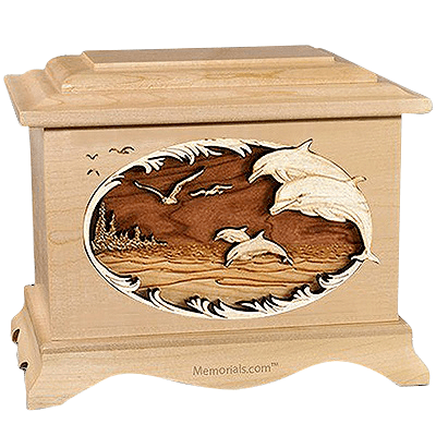 Dolphin Maple Cremation Urn for Two