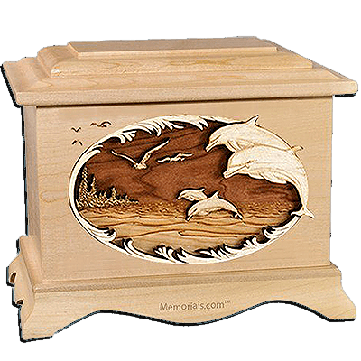 Dolphin Maple Cremation Urn for Two