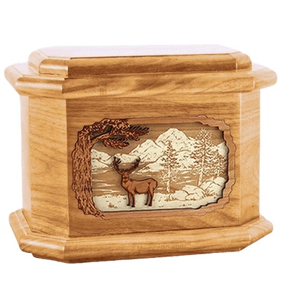 Deer Land Oak Octagon Cremation Urn