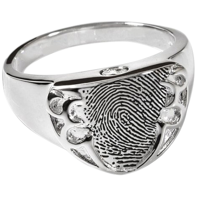 Defender Sterling Cremation Print Ring