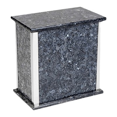 Designer Blue Pearl Granite Silver Cremation Urn