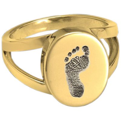 Dignity 14k Gold Cremation Print Ring