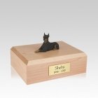 Doberman Black Ears Up Laying Medium Dog Urn