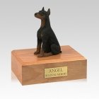 Doberman Black Ears Up Sitting Medium Dog Urn