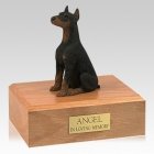 Doberman Black Ears Up Sitting Dog Urns