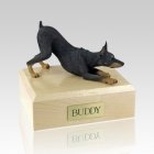 Doberman Black Stretching Large Dog Urn