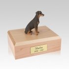 Doberman Red Ears Down Sitting Medium Dog Urn