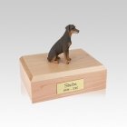 Doberman Red Ears Down Sitting Small Dog Urn