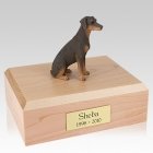 Doberman Red Ears Down Sitting Dog Urns