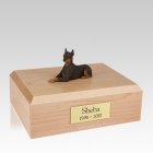 Doberman Red Ears Up Laying Large Dog Urn