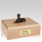 Doberman Red Ears Up Laying Dog Urns