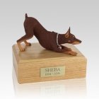 Doberman Red Stretching Large Dog Urn