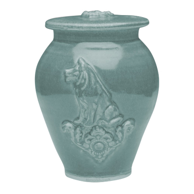 Dog Variegated Blue Ceramic Cremation Urn