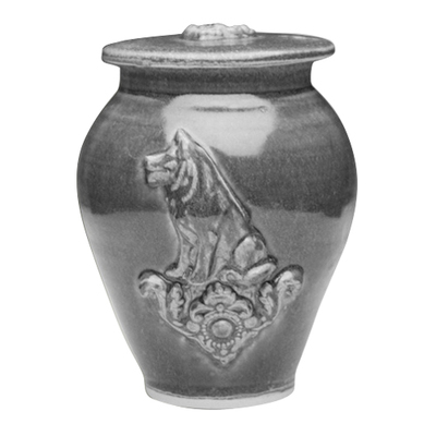 Dog Powder Blue Ceramic Cremation Urn
