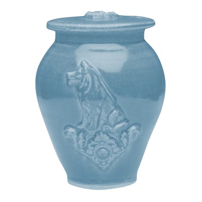 Dog Sapphire Blue Ceramic Cremation Urn