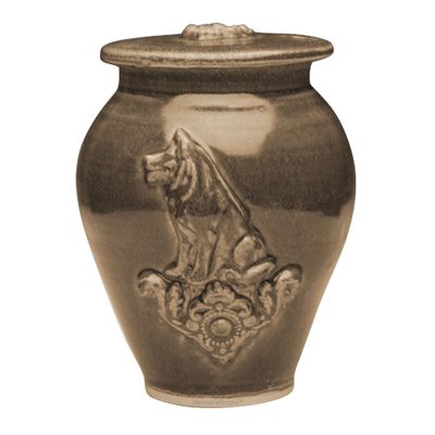 Dog Soft Brown Ceramic Cremation Urn