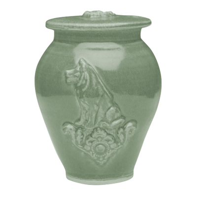 Dog Tea Green Ceramic Cremation Urn