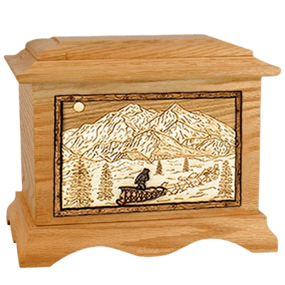 Dogsled Oak Cremation Urn