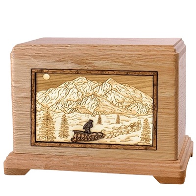 Dogsled Oak Hampton Cremation Urn