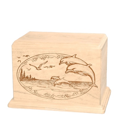 Dolphin Individual Maple Wood Urn