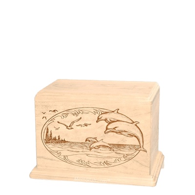 Dolphin Small Maple Wood Urn