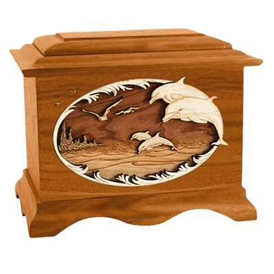 Dolphins Mahogany Cremation Urn