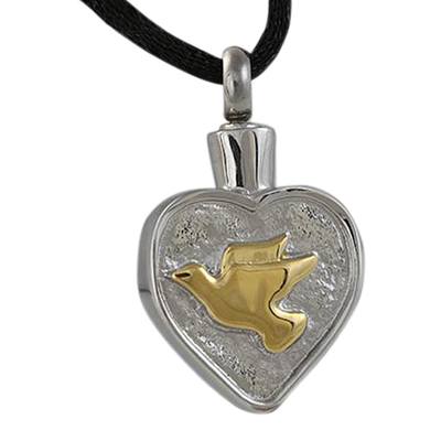 Dove Heart Cremation Necklace