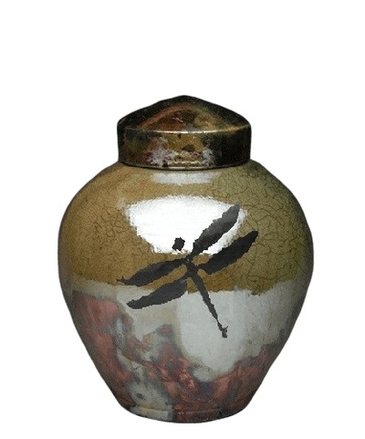 Dragonfly Medium Raku Cremation Urn