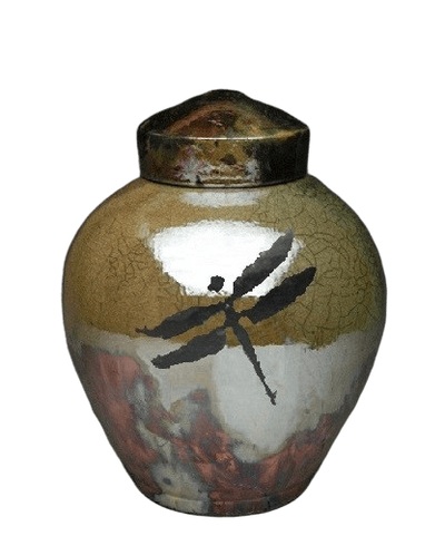 Dragonfly Raku Cremation Urn