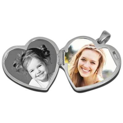 Dual Locket 14k White Gold Print Keepsake