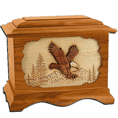 Eagle Mahogany Cremation Urn for Two