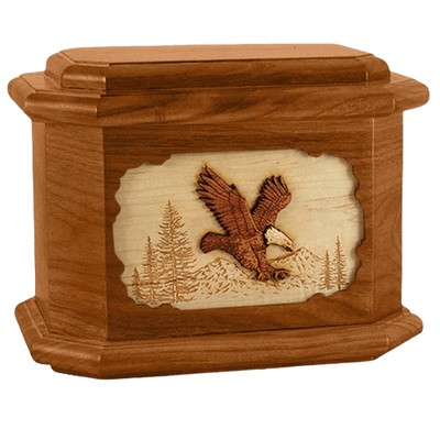 Eagle Mahogany Octagon Cremation Urn