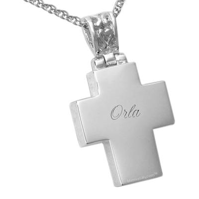 Elegant Cross Sterling Cremation Print Keepsake