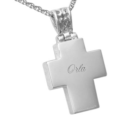 Elegant Cross 14k White Gold Cremation Print Keepsake