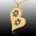 Elegant Heart Paw 14k Gold Print Cremation Keepsake