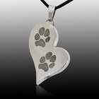 Elegant Heart Paw Stainless Print Cremation Keepsake